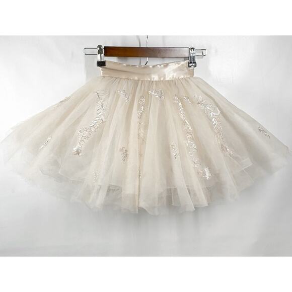 Pottery Barn Kids x Monique Lhuillier Lace Latte Tulle Tutu Embroidery Satin 3 + - Picture 3 of 11